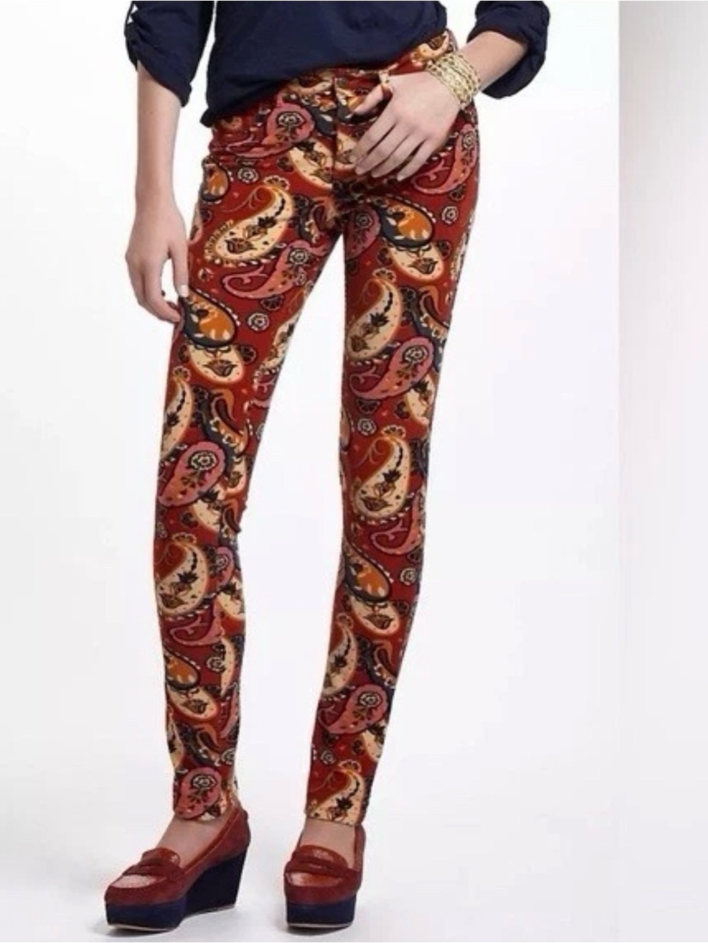 NWOT Anthropologie / Pilcro and Letterpress | Corduroy Paisley Skinny Pants, 29
